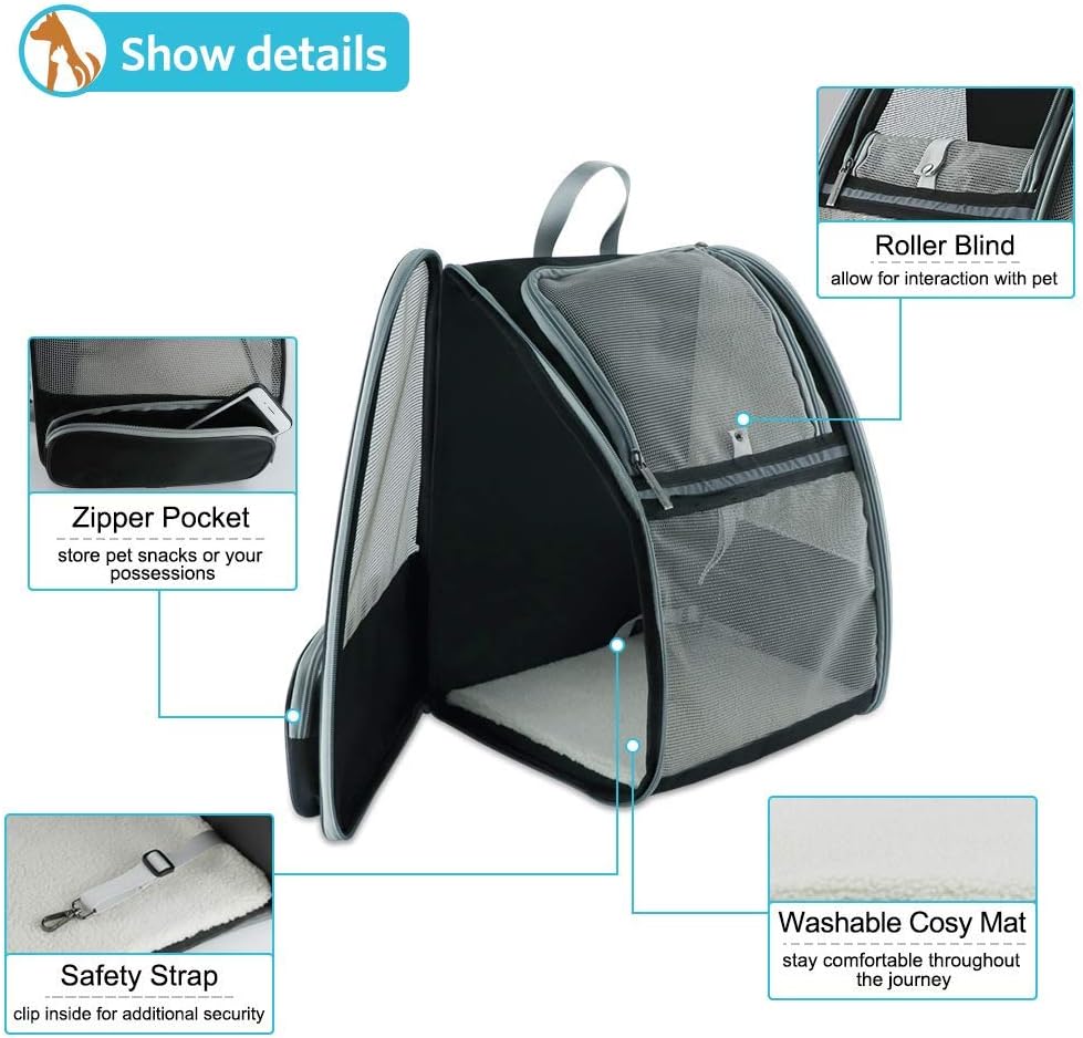 Haustier-Rucksack, Grau L 42 x B 32 x H 38 cm