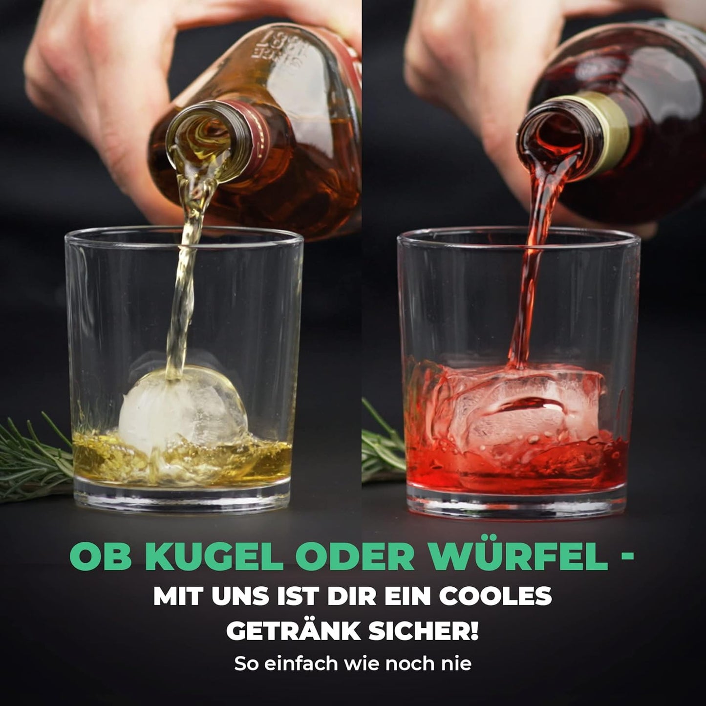 XXL Eiskugelform und Eiswürfelform Set (4 Stück), 2x Eiswürfelform + 2x Eiskugelform