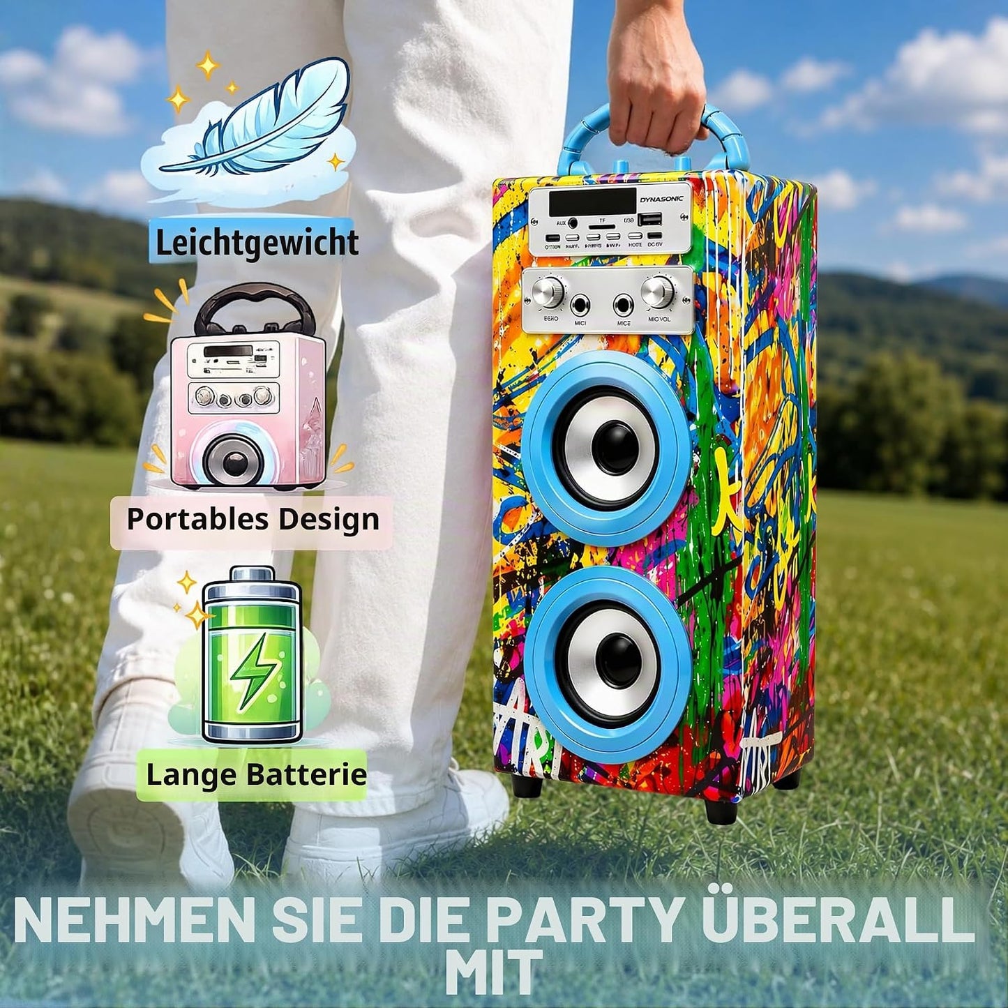 Karaoke-Maschine mit 2 Mikrofonen und Lichtern, Model 22 lights, Model 22 lights