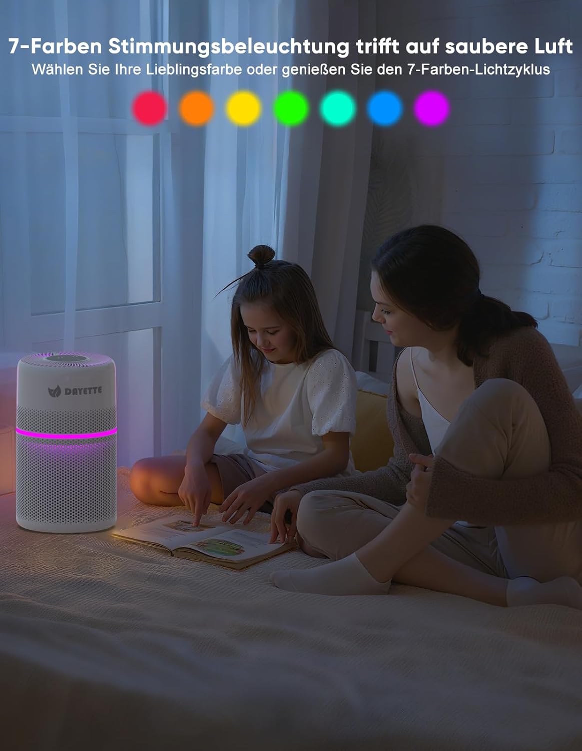 Wifi Luftreiniger mit HEPA 13 Filter, Weiß 90㎡ Wohnung