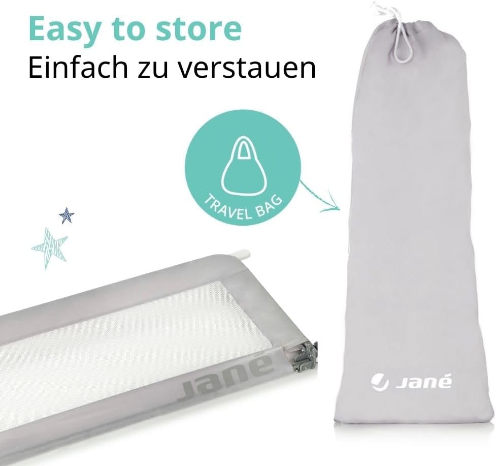 Klappbares Bettgitter mit Transporttasche, 110 cm Grau