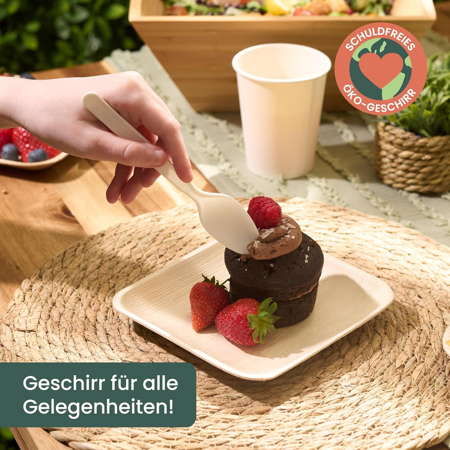 Biologisch abbaubares Löffel-Set, Löffel - Weiss 16cm / 6" 200er Pack