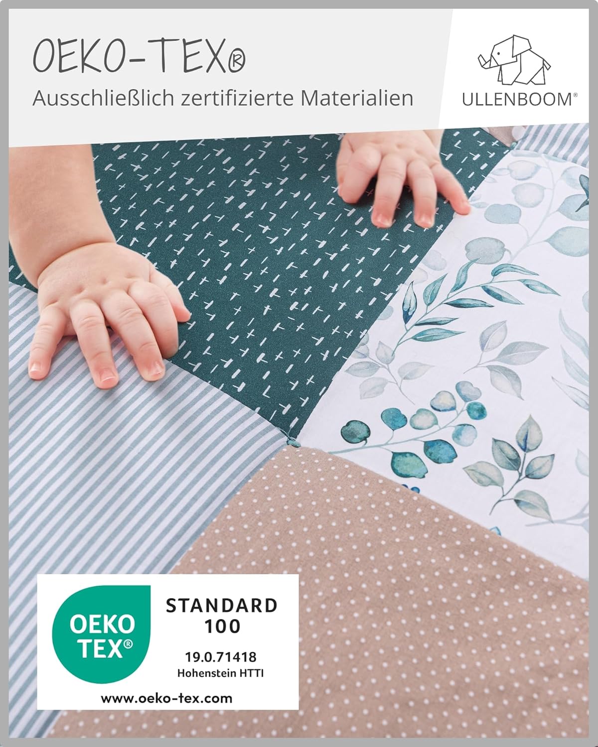 Krabbeldecke Baby (100x100 cm, OEKO-TEX, gepolstert), Eukalyptus 100 x 100 cm