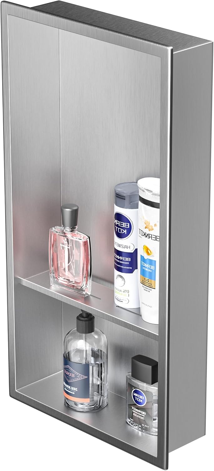 Wandnische aus Edelstahl für Badezimmer, Silber 60×30cm 2:1