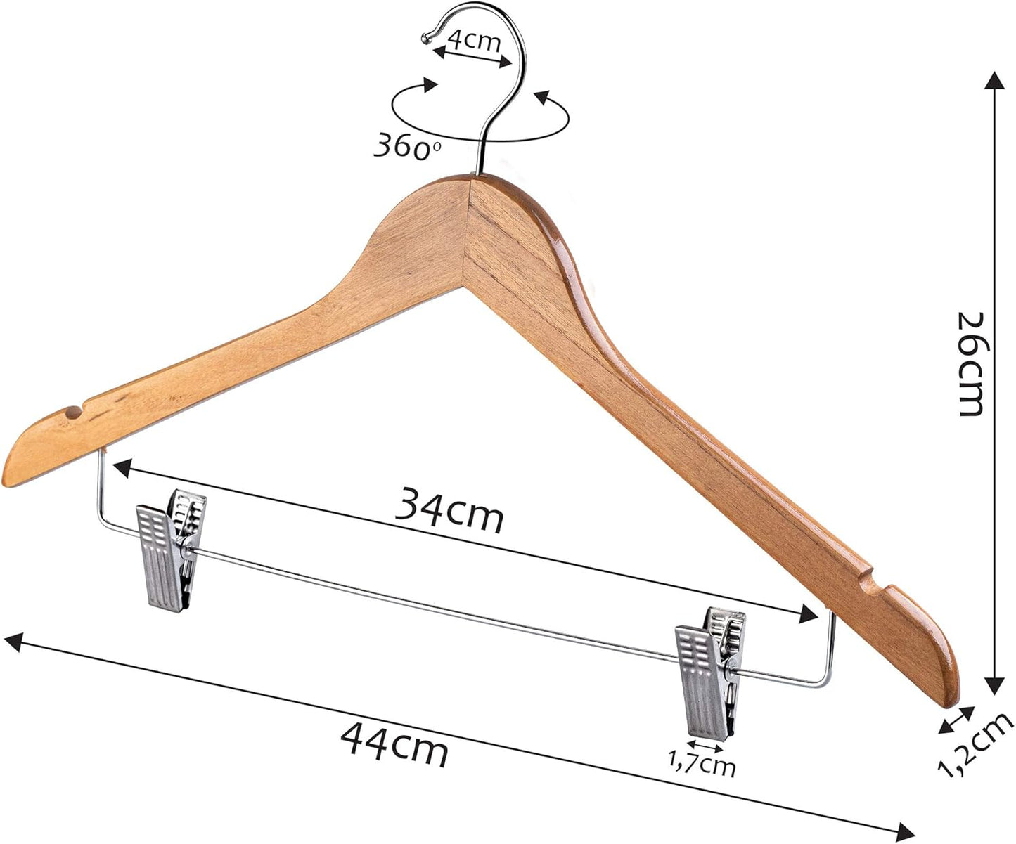 Holz-Kleiderbügel mit Klemmen (3 Stück), Modell 2 3 Stück
