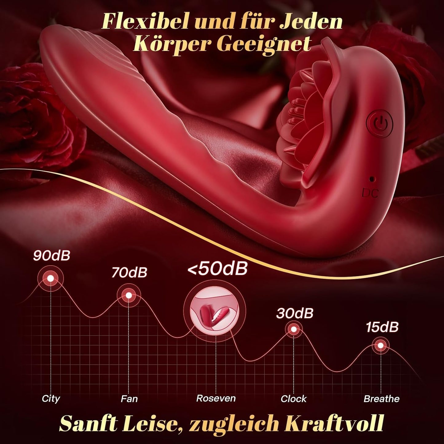 Rosen Vibrator mit KI-Steuerung, 9 Modi, leise, App-gesteuert