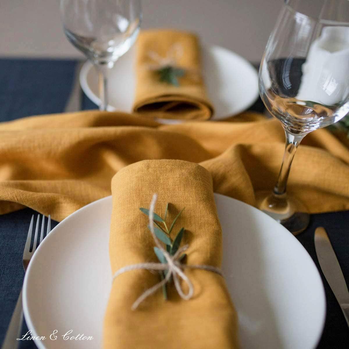 4-teiliges Stoffservietten-Set Hygge, Senfgelb/ Gelb Servietten - 32 x 32cm