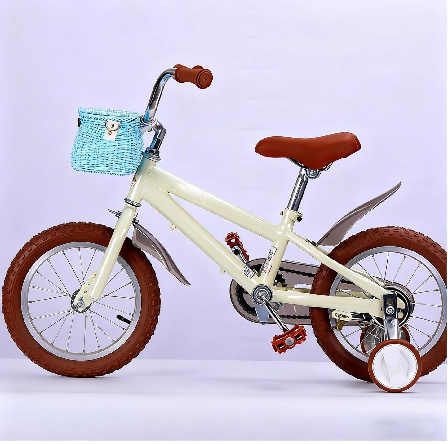Abnehmbarer Kinderfahrradkorb, Rattan-Design, Blau