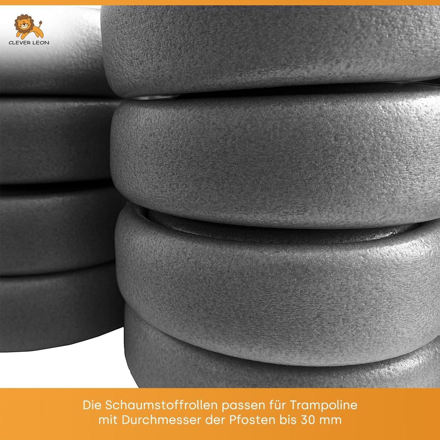 Trampolin Stangenschutz-Set, grau inkl. Kappen
