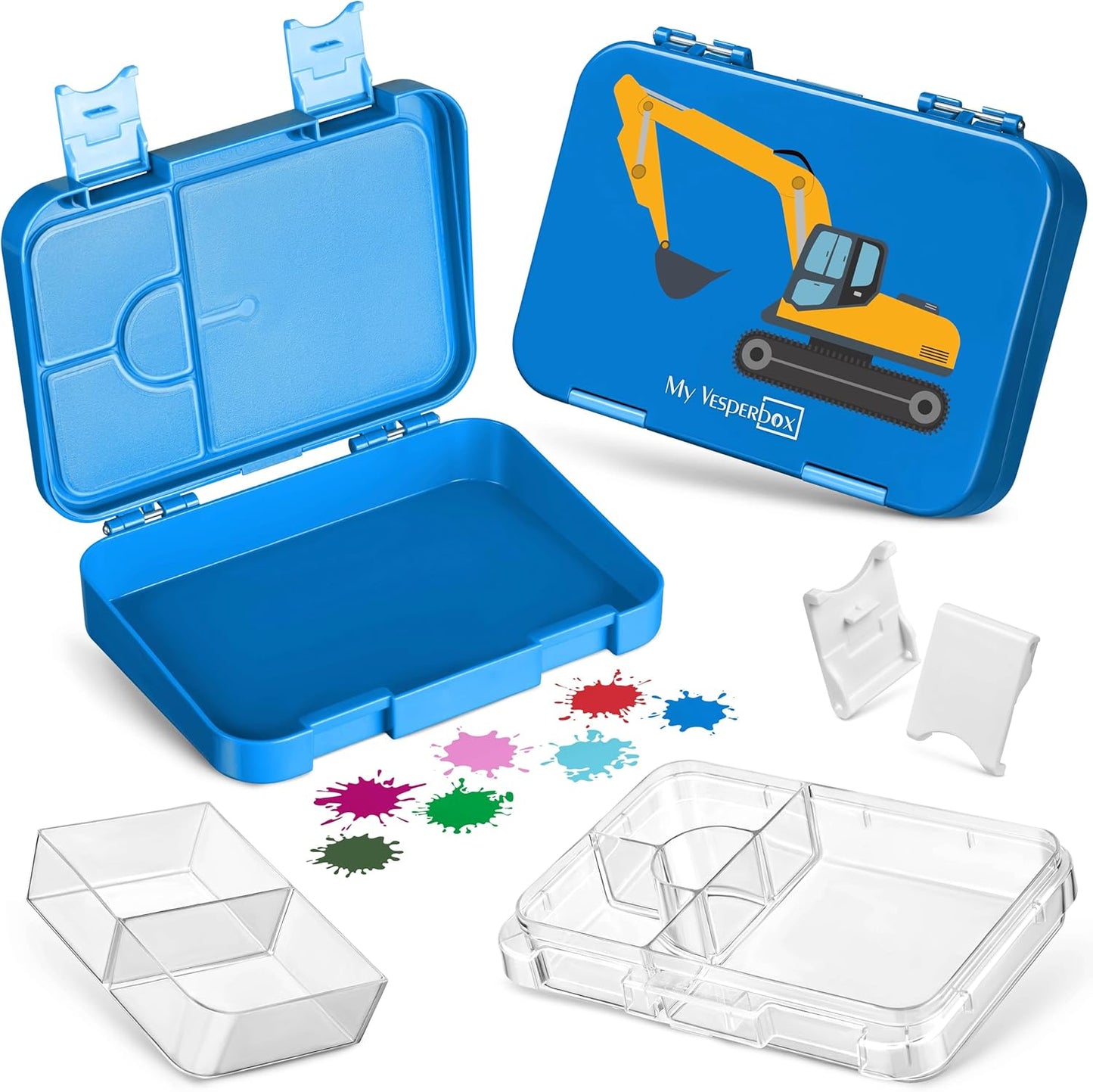 Bento Box mit Bagger-Motiv für Kinder, Blau - Bagger Len 21x15x4,5cm