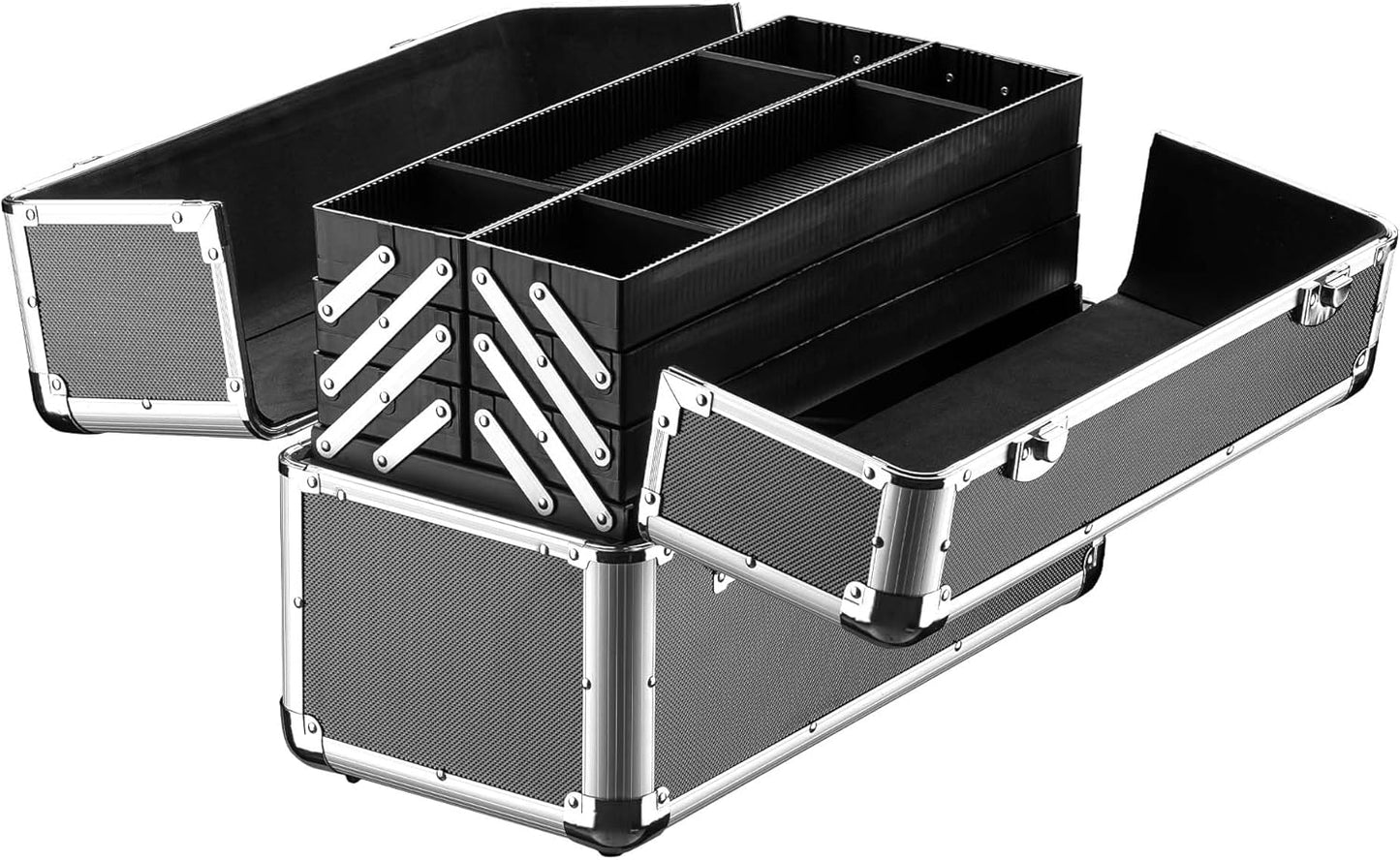 Alu Transportkoffer mit Innenaufteilung, Schwarz 7-XL