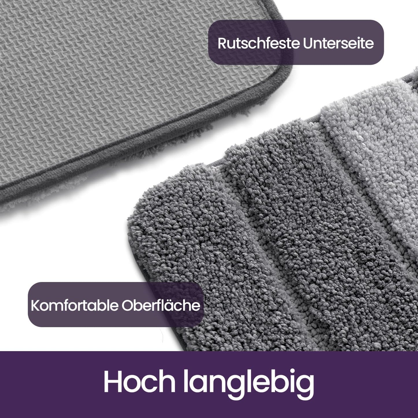 Rutschfeste Badematte, 50 x 80 cm, 50 x 80 cm (Rechteckig) Grau