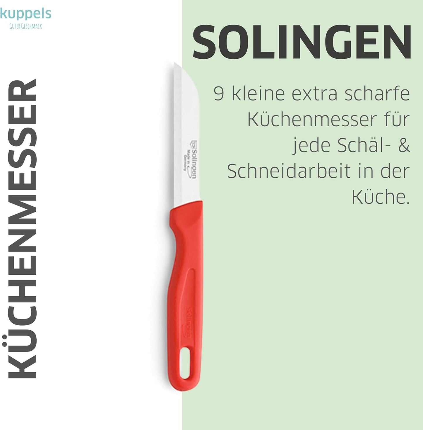 9-tlg. Küchenmesser Set, Rot Lang