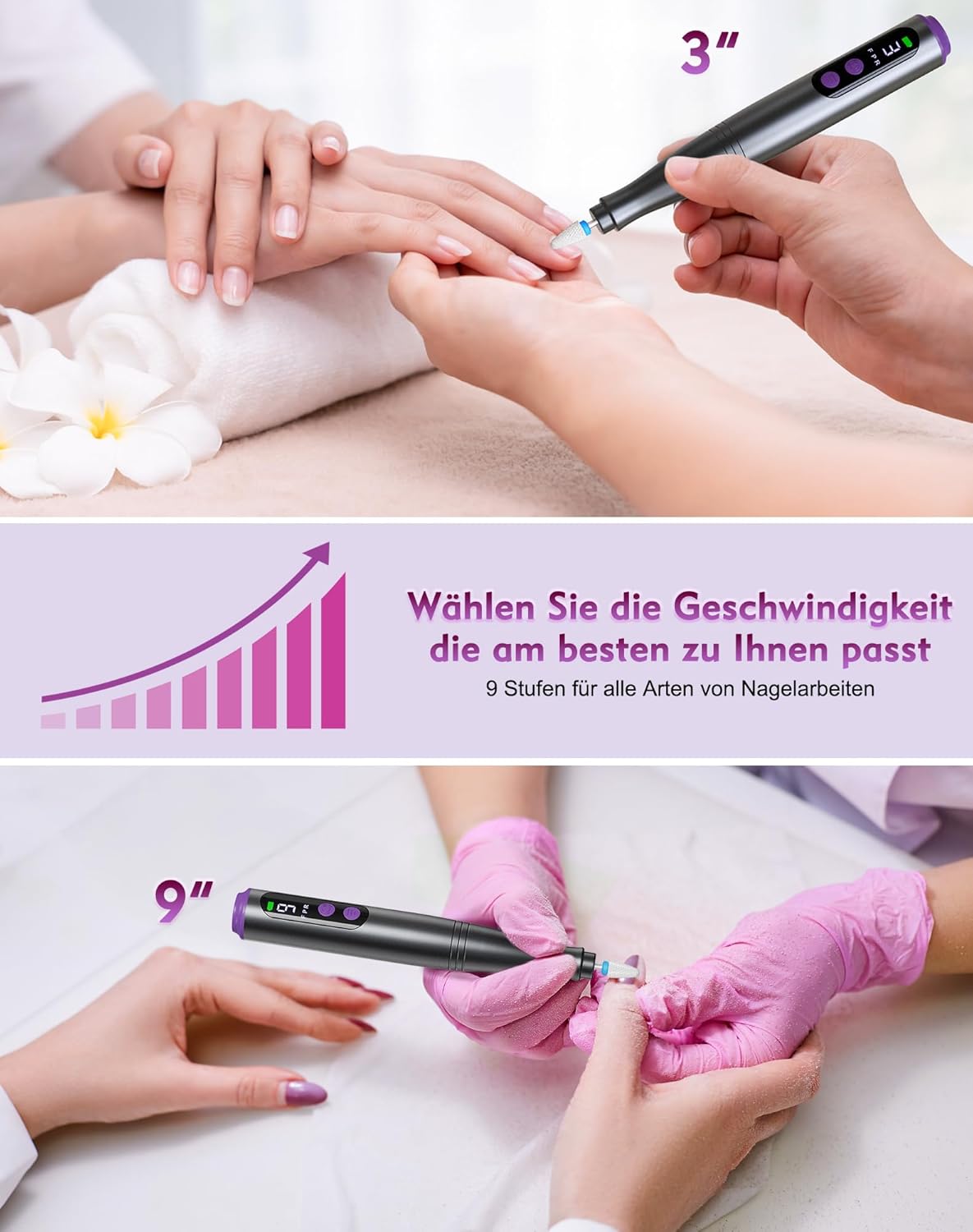 12-in-1 Nagelfräser Set, Grau