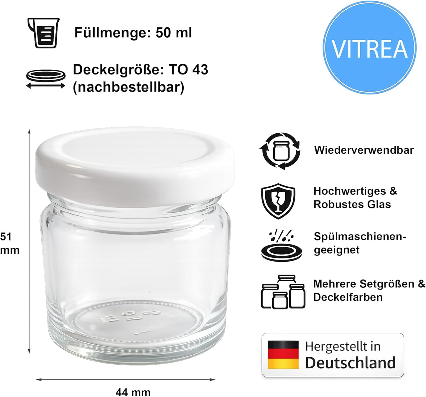 Mini Marmeladengläser Set (25 Stück, 50 ml), 50 ml 25