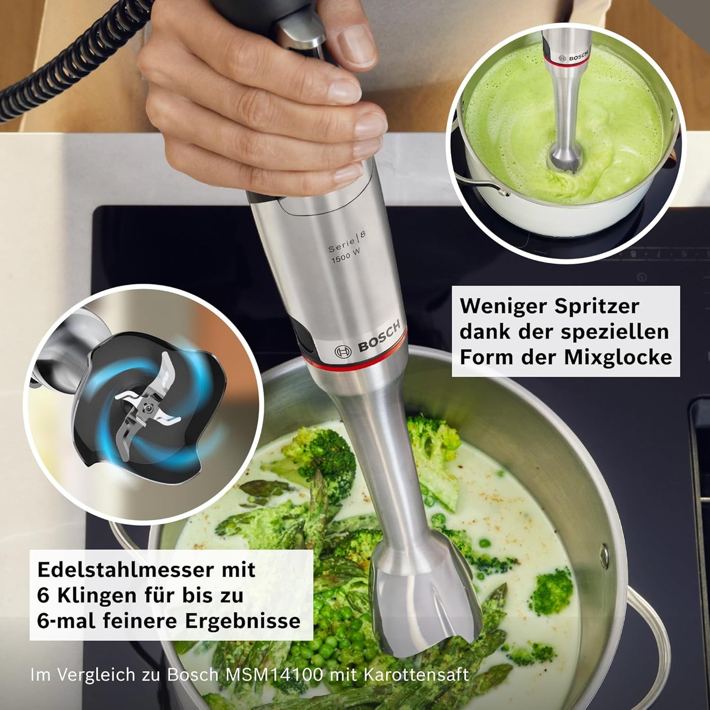 ErgoMaster Serie 8 Stabmixer-Set, MSM8M930, Zerkleinerer + 1500 W