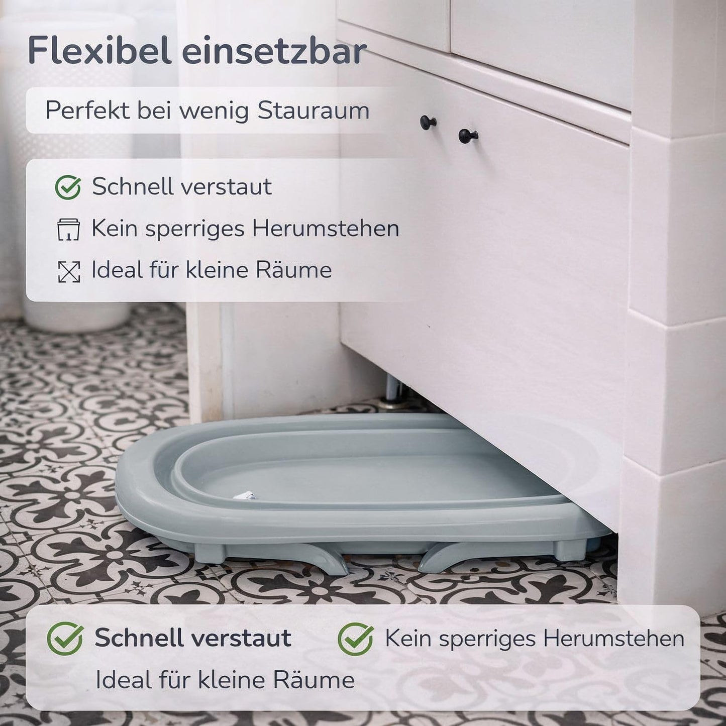 Faltbare Babybadewanne mit Abflussstopfen, Grau Badewanne