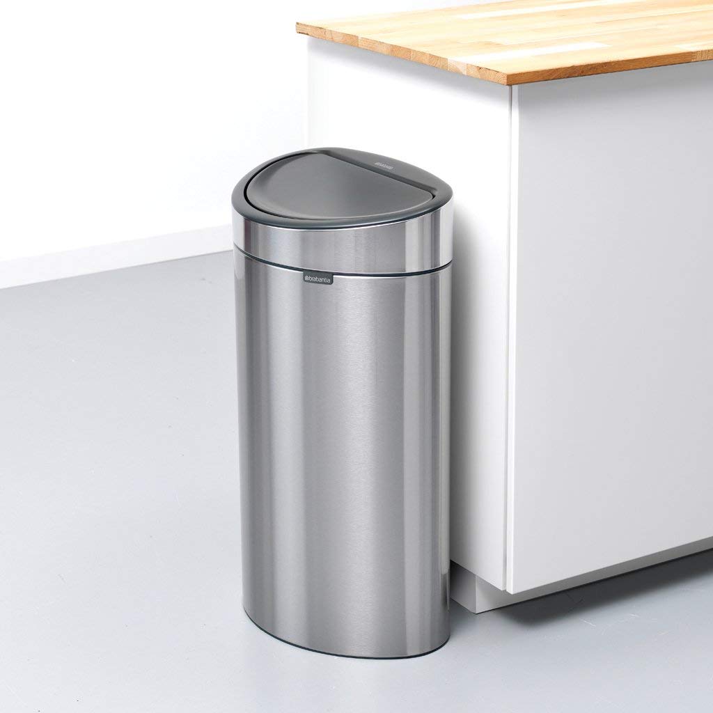 Touch Bin mit herausnehmbarem Einsatz, 40 Liter Matt Steel