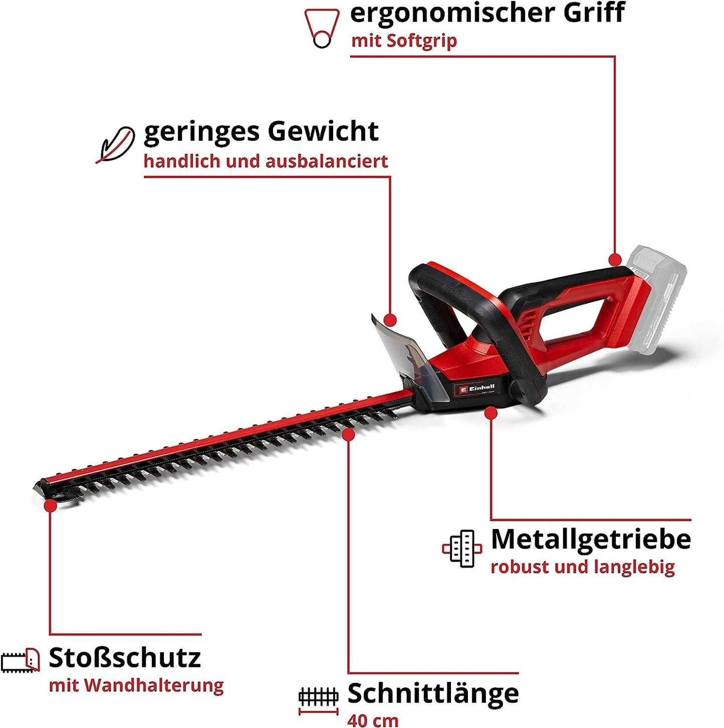Akku-Heckenschere GC-CH 18/40 Li Solo, 40 cm Schnittlänge ohne Akku und Ladegerät
