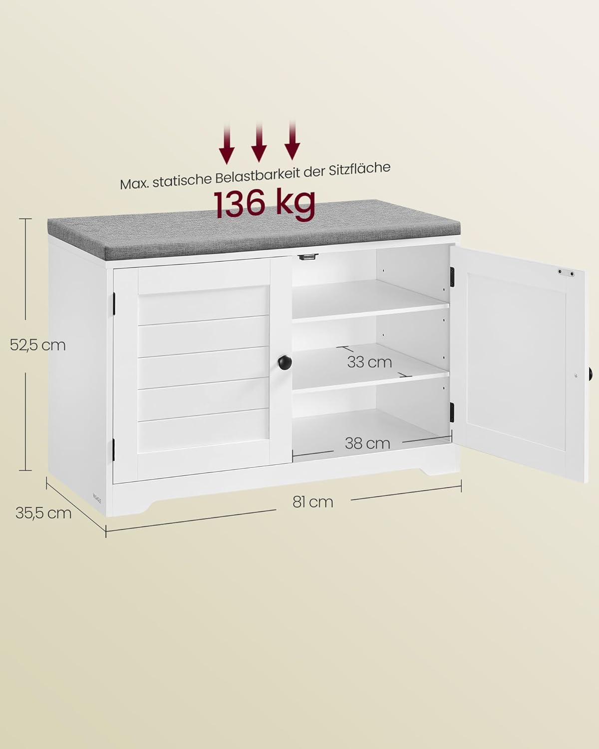 Schuhbank mit Stauraum, 80H cm