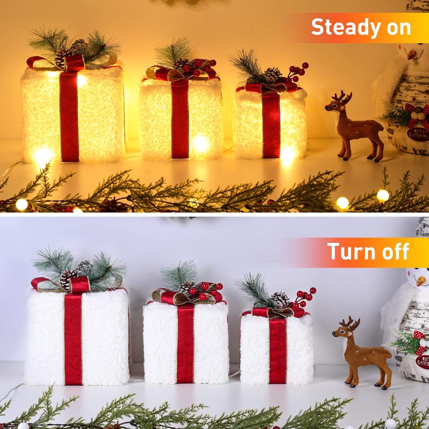 LED Geschenkboxen Set, Rot