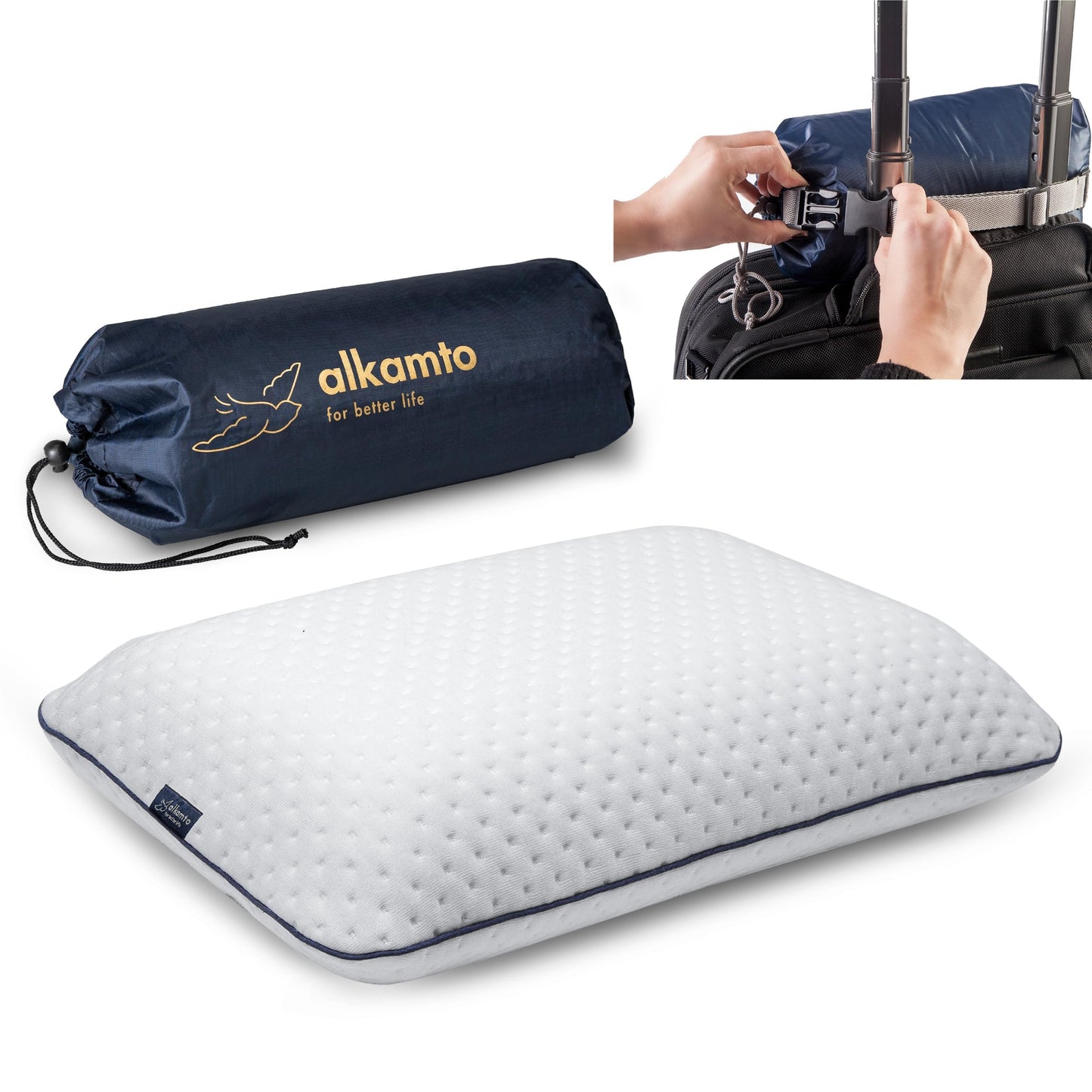 Ergonomisches Memory-Schaum Reisekissen 40x25x10 cm, Weiss - 40x25x10 Cm