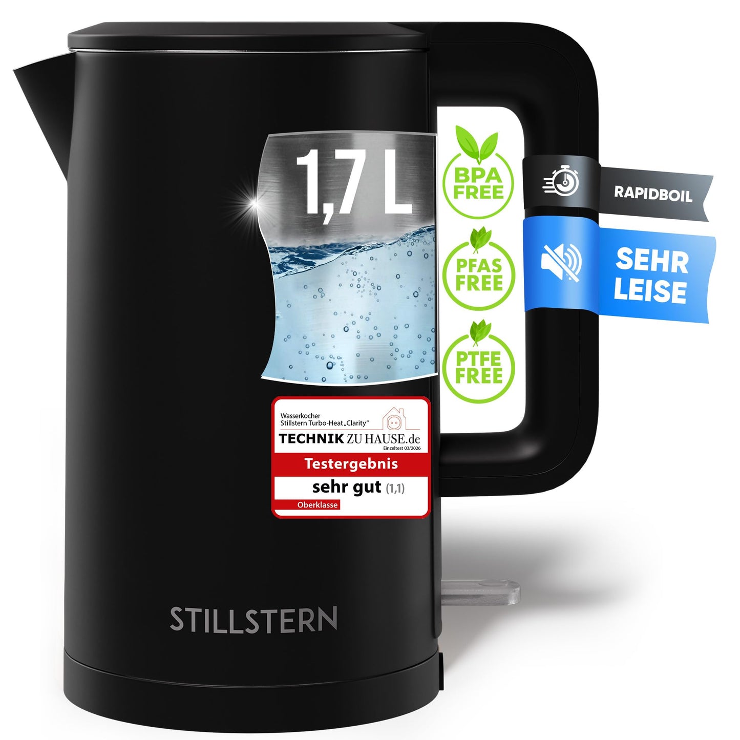 Wasserkocher mit Präzisionsausguss, Schwarz
