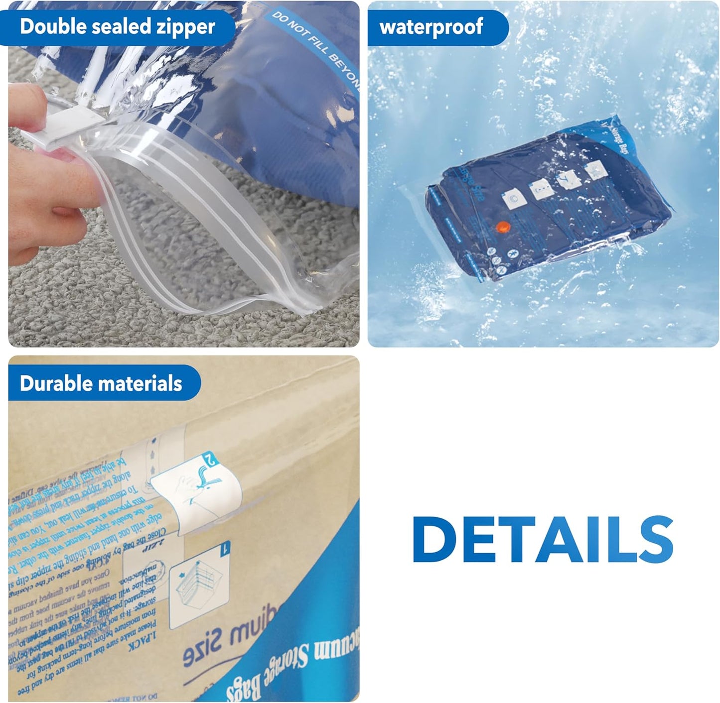 8-teiliges Vakuumbeutel-Set mit elektrischer Pumpe, 8 Combo-PUMP