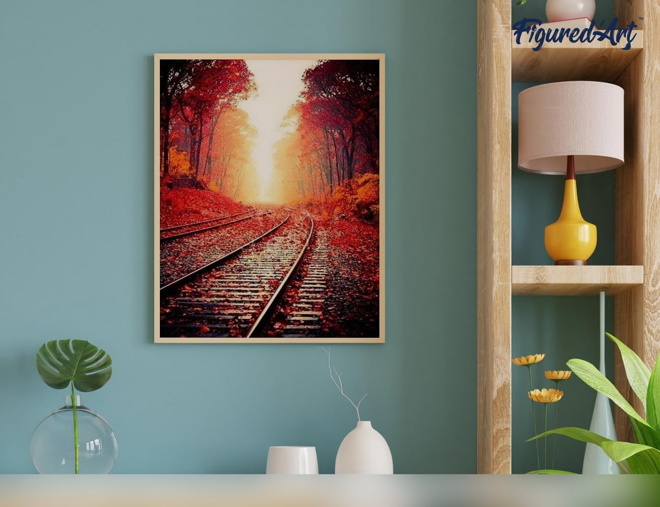 Malen Nach Zahlen Set Schienen im Herbst, Schienen im Herbst 40x50cm Mit Keilrahmen (nicht gespannt)