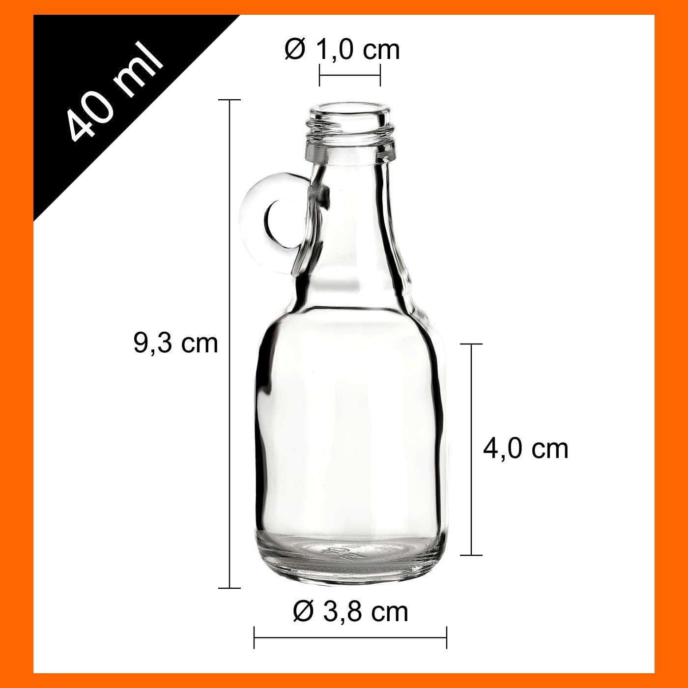 Mini Glasflaschen-Set mit Henkel und Schraubverschluss, 48 Stück, Silberfarben - Deckel 48 Stück/40ml