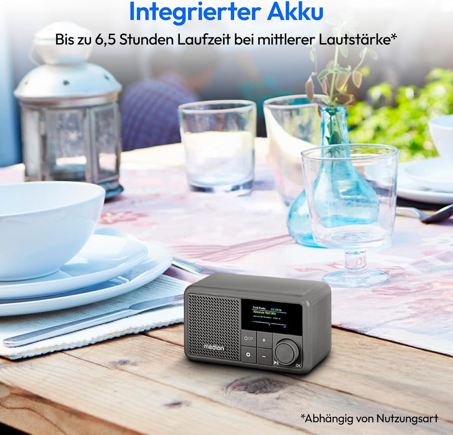 Tragbares Mini DAB+ Radio mit Bluetooth, grau