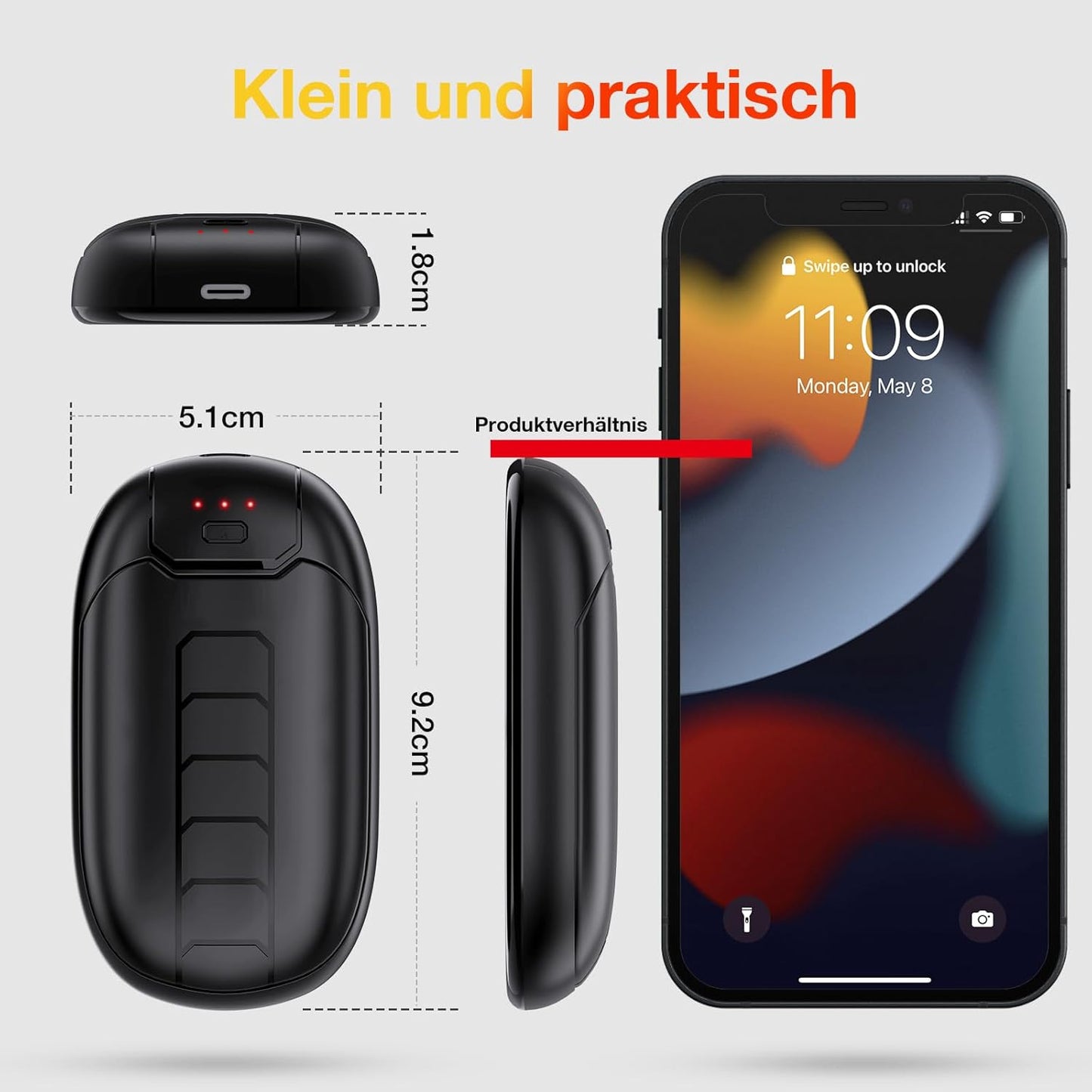 Wiederaufladbare Handwärmer, N1-Schwarz