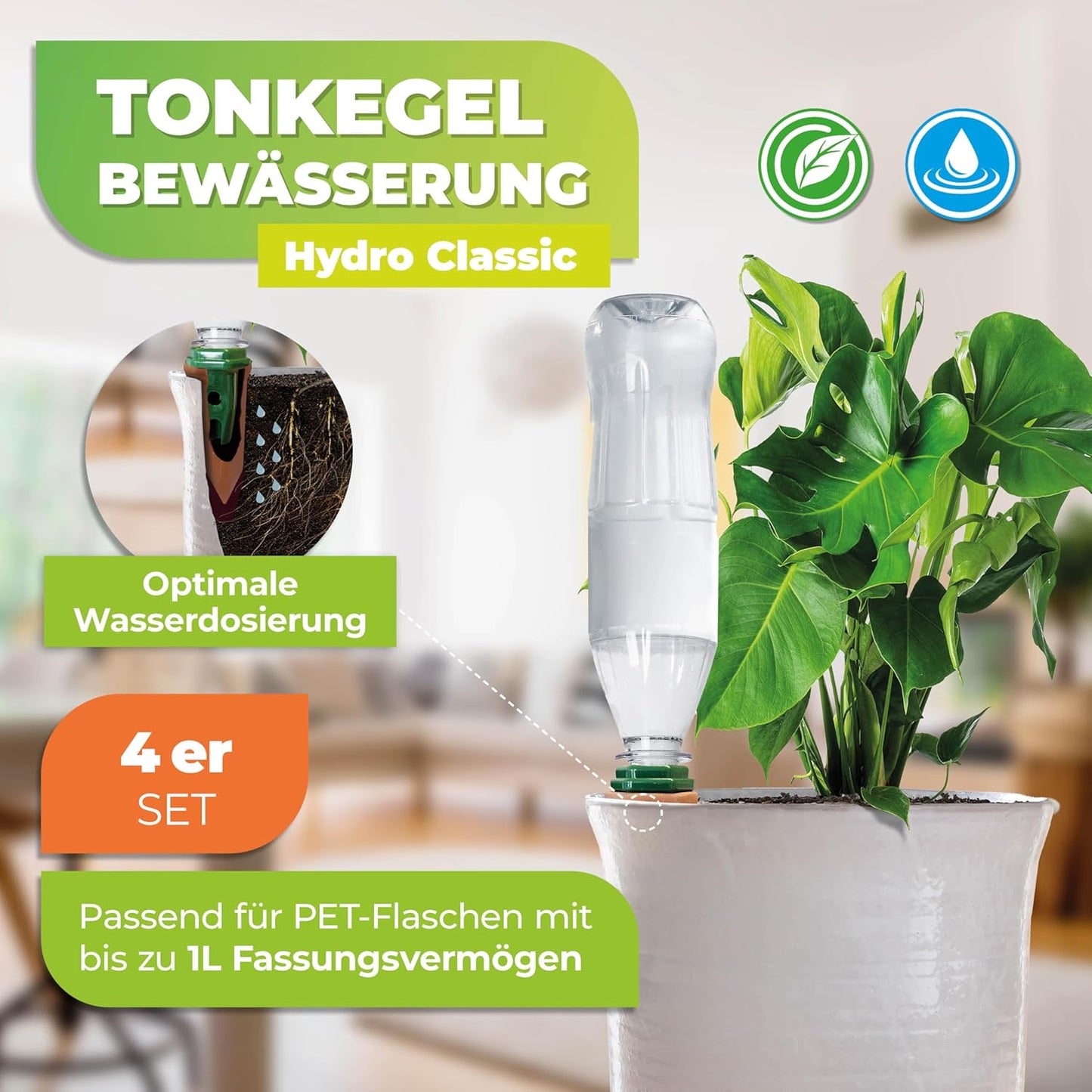 Pflanzen-Bewässerung Tonkegel 4er-Set, Classic 4 Stk