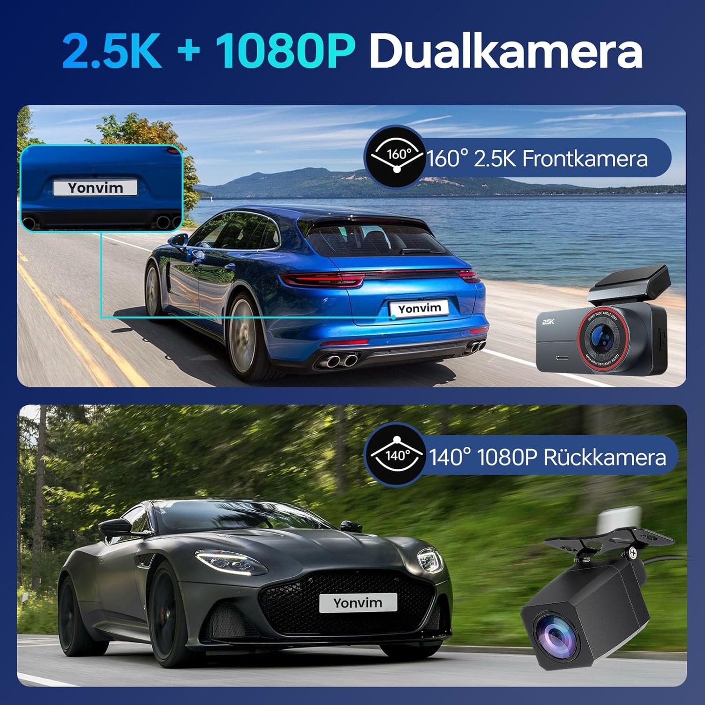Dashcam Auto für Vorne und Hinten, 339CT