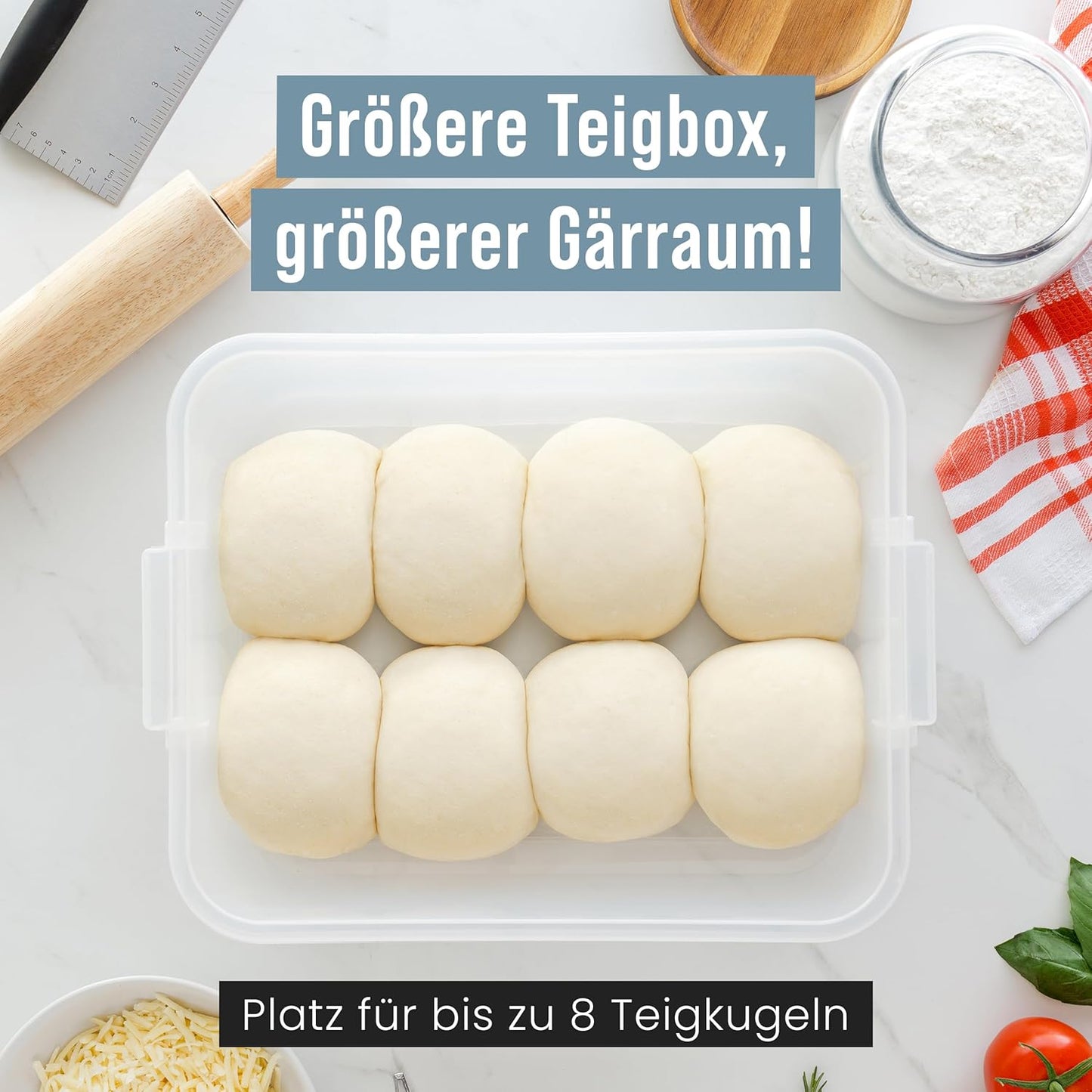 2er-Pack Pizzaballenbox mit Deckel, Blau 44 x 34 cm (2er-Pack)