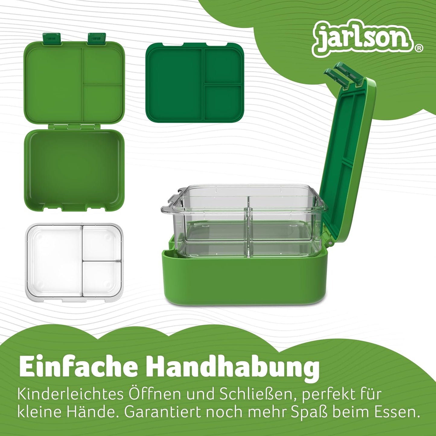 Kinder Bento Lunchbox mit Trennfächern, Dinosaurier Grün
