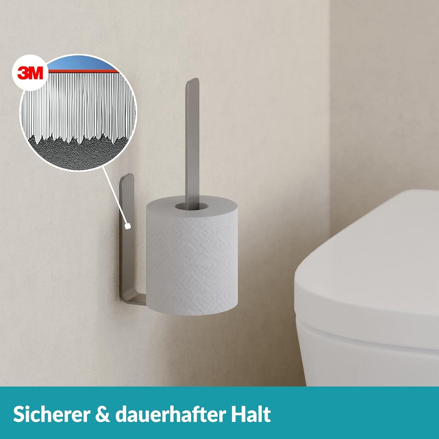 Selbstklebender Toilettenpapierhalter, Silber, Schwarz Ersatzrollenhalter