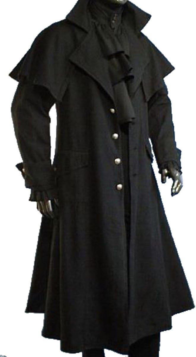Gothic-Kutschermantel für LARP, M Schwarz