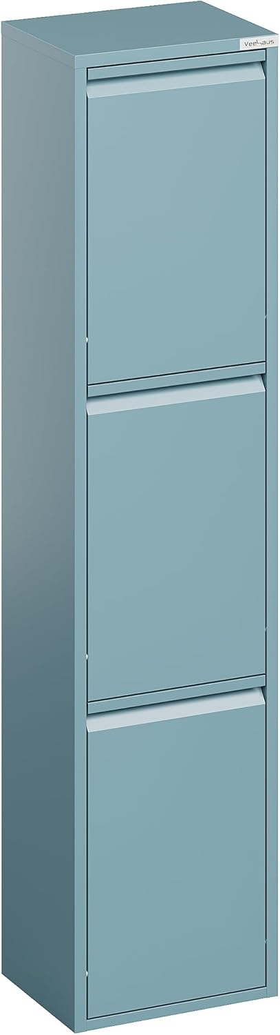 Küchen-Mülleimer mit Klappdeckel, 3 x 15 L, 3 X 15 L Blau