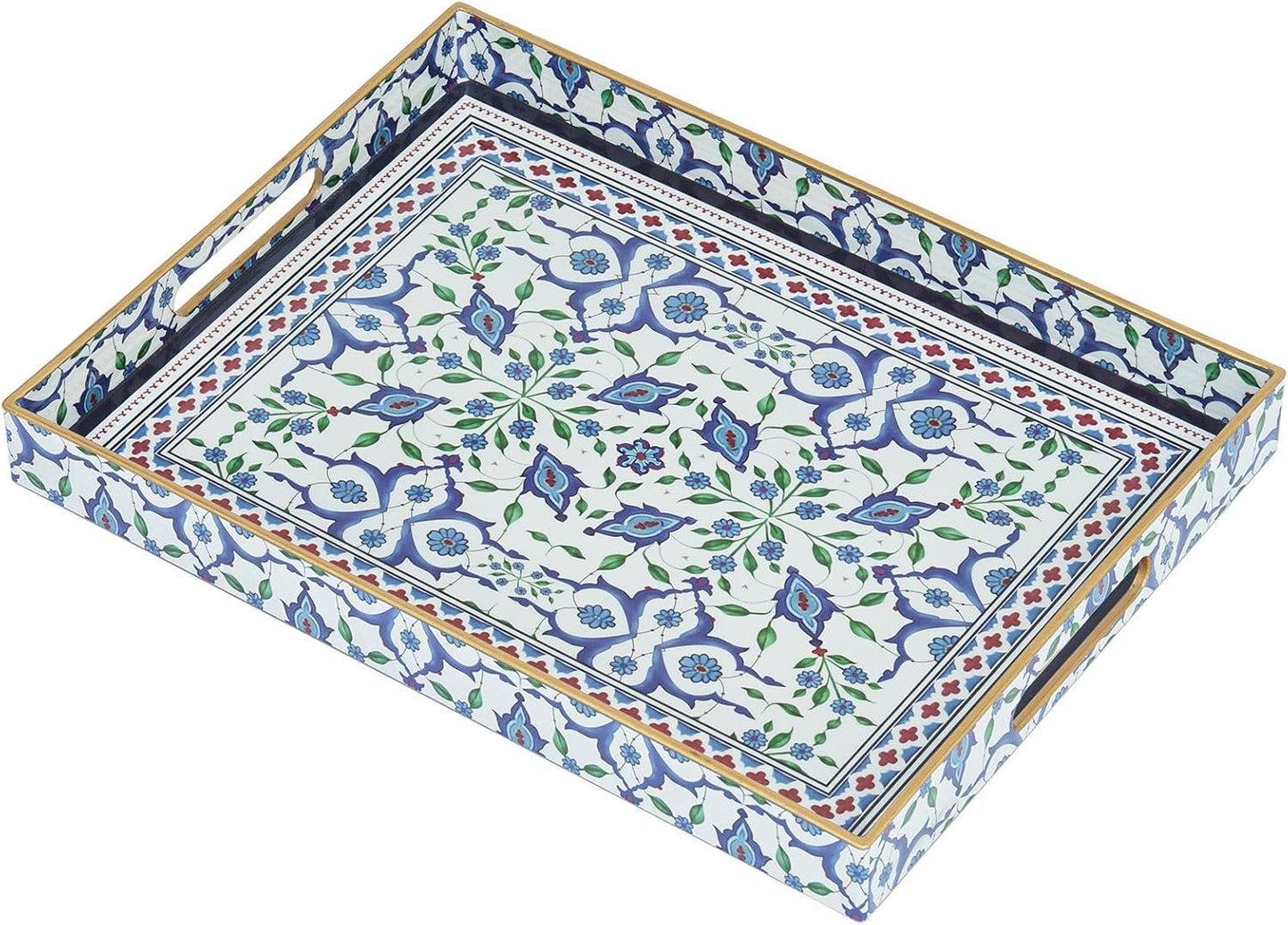 Rechteckiges Serviertablett 40x30 cm, Hellblau 40 x 30 x 4 cm Boho