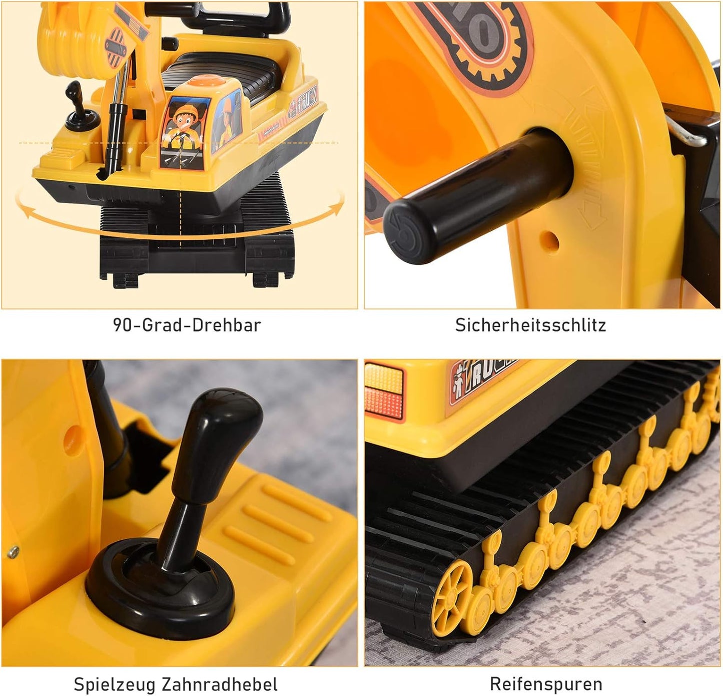 Sitzbagger mit Schaufel und Hupe für Kleinkinder