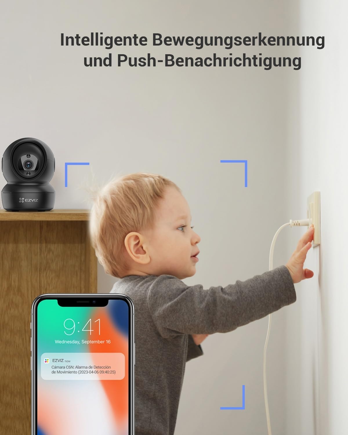 2MP WLAN PT Überwachungskamera mit Zwei-Wege-Audio, Schwarz