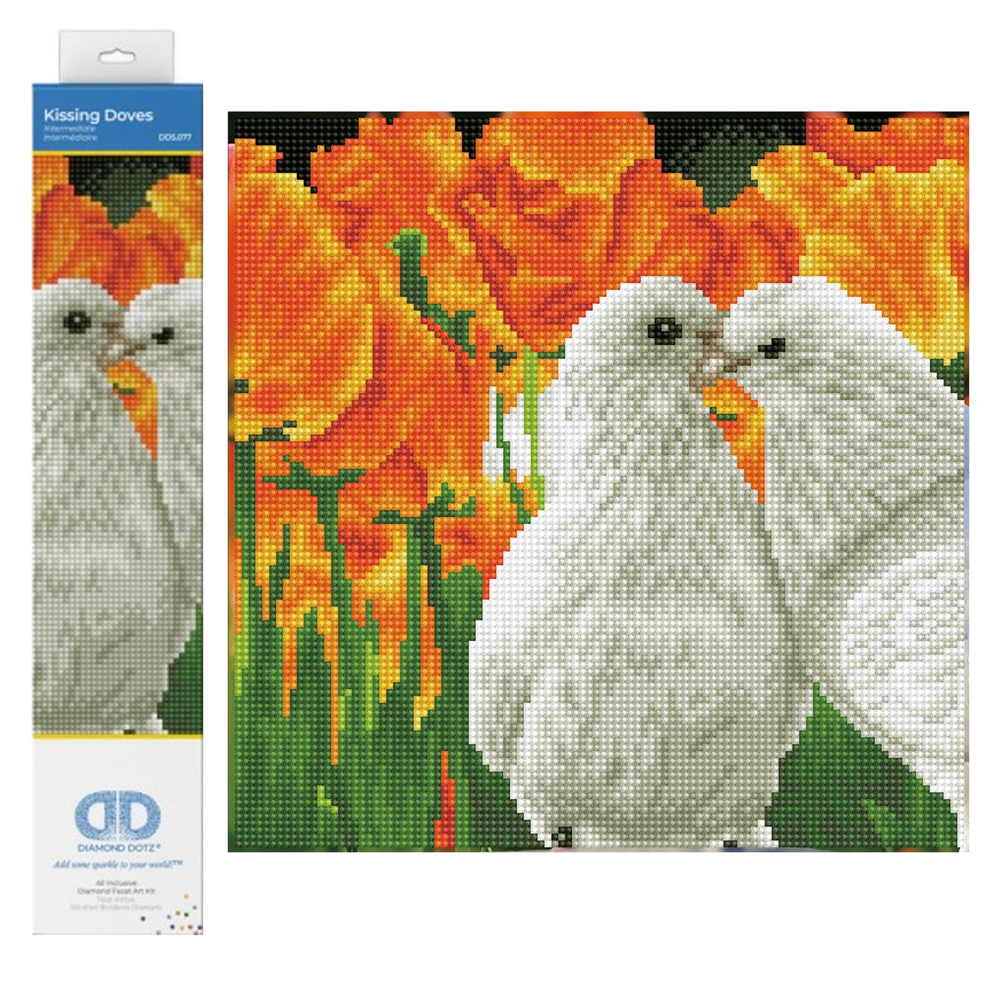 5D Diamond Painting Set Küssende Tauben 31x31 cm, Küssende Tauben