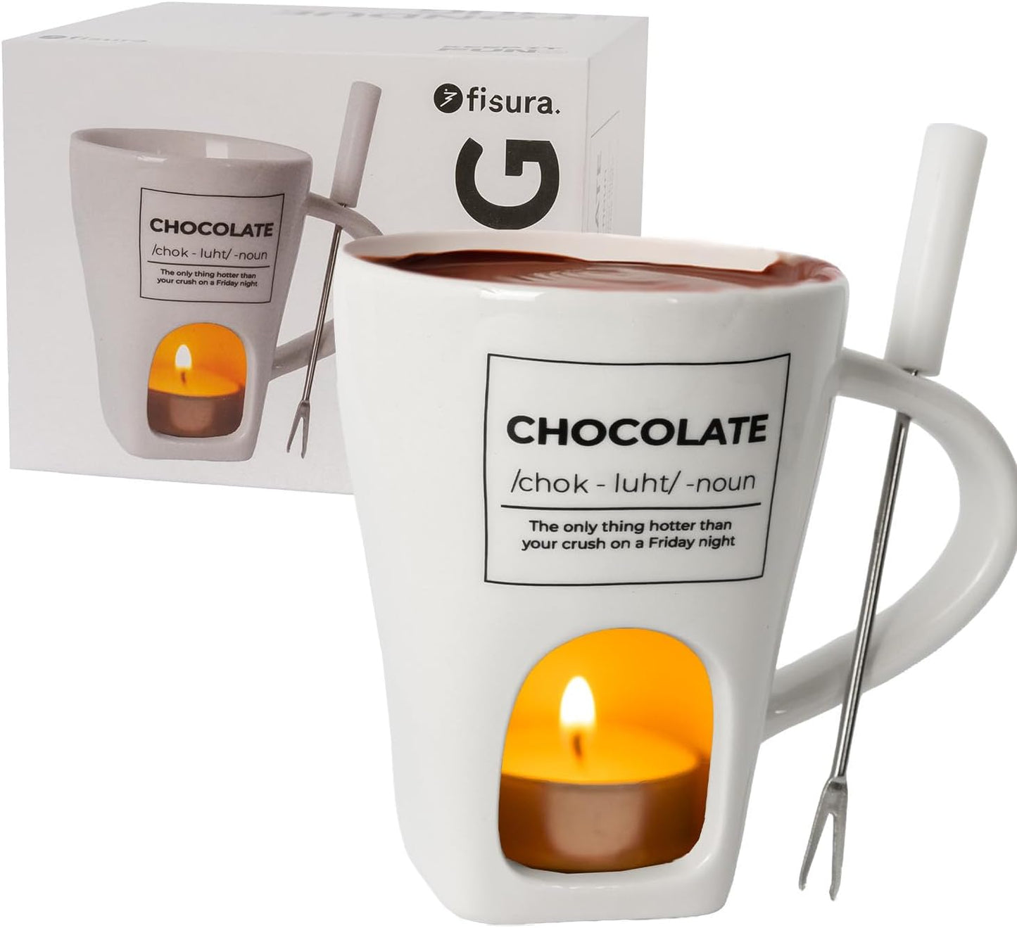 Fondue-Tasse für Schokolade und Käse, Chocolate, Weiß