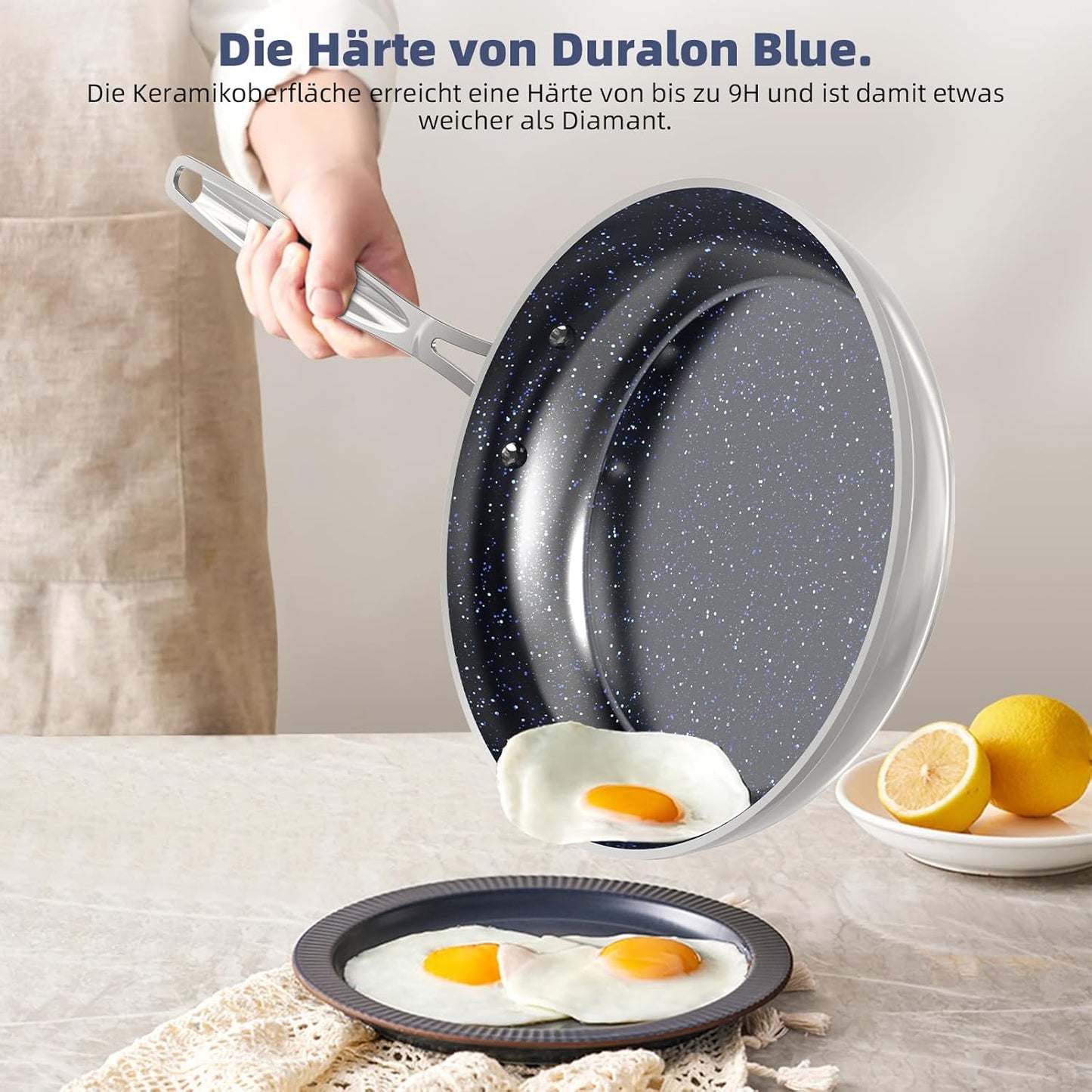 Topf- und Pfannenset 12-teilig Antihaft-Keramik, Cool Gray