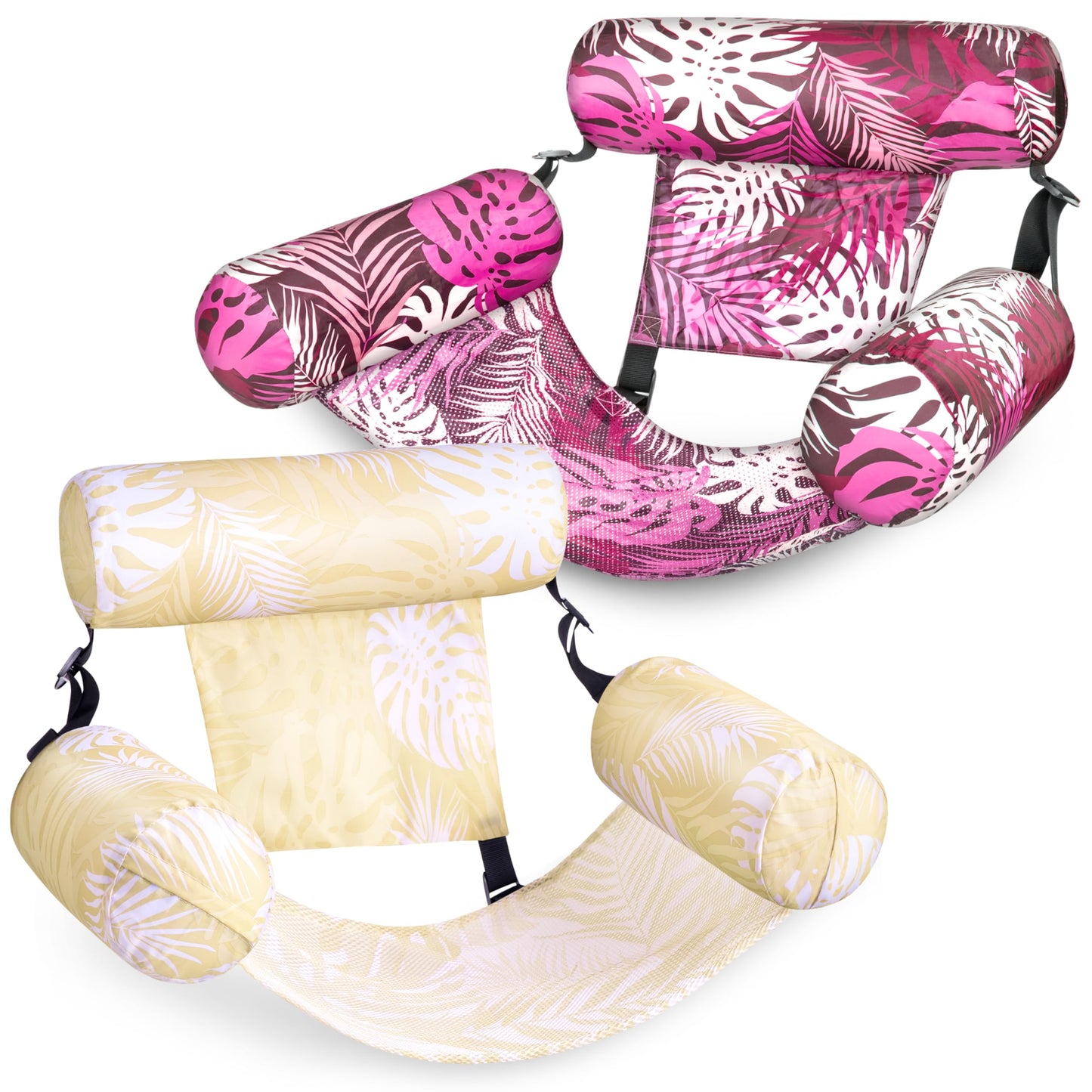 Aufblasbare Pool-Schwimmsitze 2er-Set für Erwachsene, Champagner, Rosa