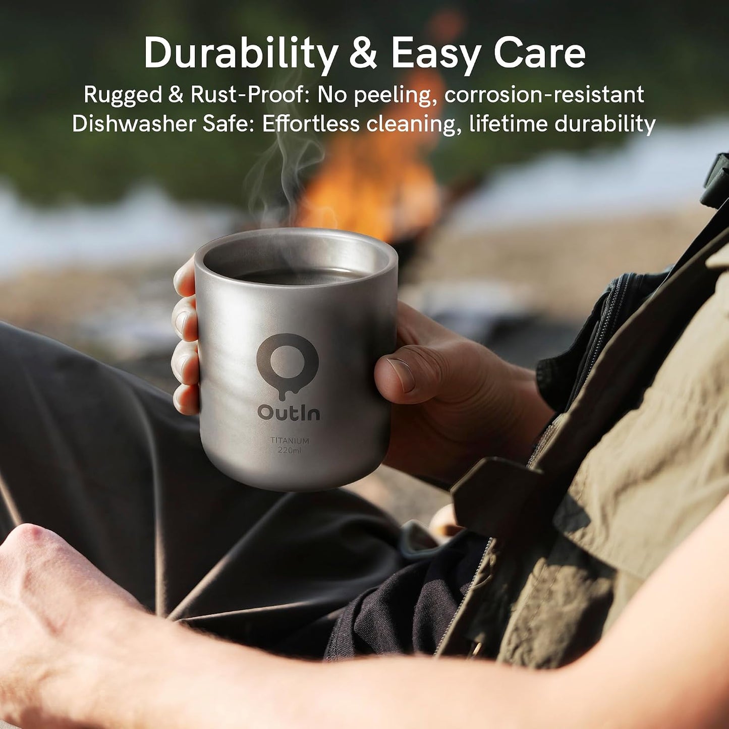 Doppelwandiger Titan-Kaffeebecher, 220 ml