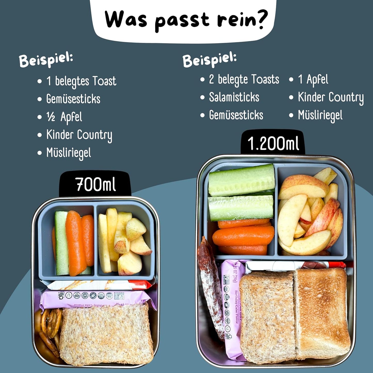 Brotdose mit Silikondeckel, Blau 700ml