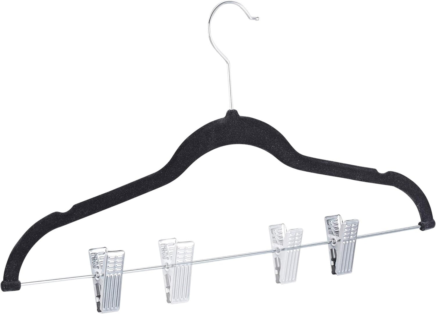 Samtbügel-Set mit Clips und 360° Drehhaken, 1 Schwarz, Silber 22.5 x 43 x 2.8 cm