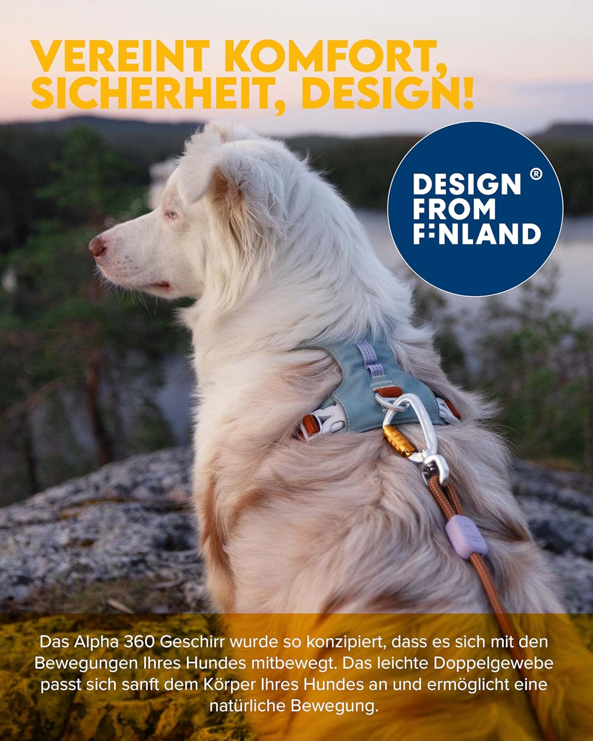 Alpha 360 Hundegeschirr, verstellbar, Gletschergrün L